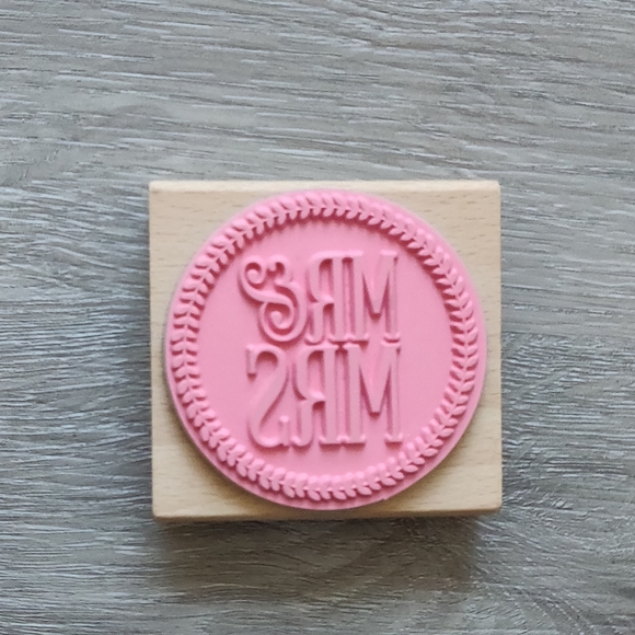 Mr. and Mrs. Wood and Rubber Wedding Stamp - Picture 3 of 6